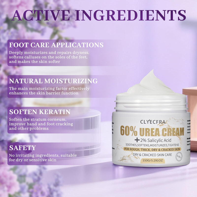 5-in-1 60% Urea Cream with 2% Salicylic Acid, Urea Cream 60 Percent for Feet & Hands- Maximum Strength Moisturizer for Rough, Dry, Thick & Cracked Skin, Callus Remover, Deep Hydration, 150g - BeesActive Australia