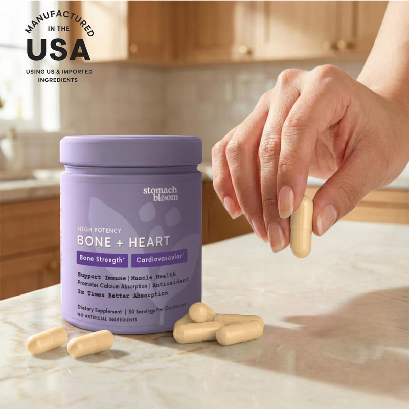 Bone and Heart Health Supplement | Magnesium Citrate, Calcium Citrate 200mg, Vitamin D3 500 IU, Vitamin K2, Curcumin | Bone Density, Calcium Absorption, Immune & Cardiovascular Support | 60 Capsules