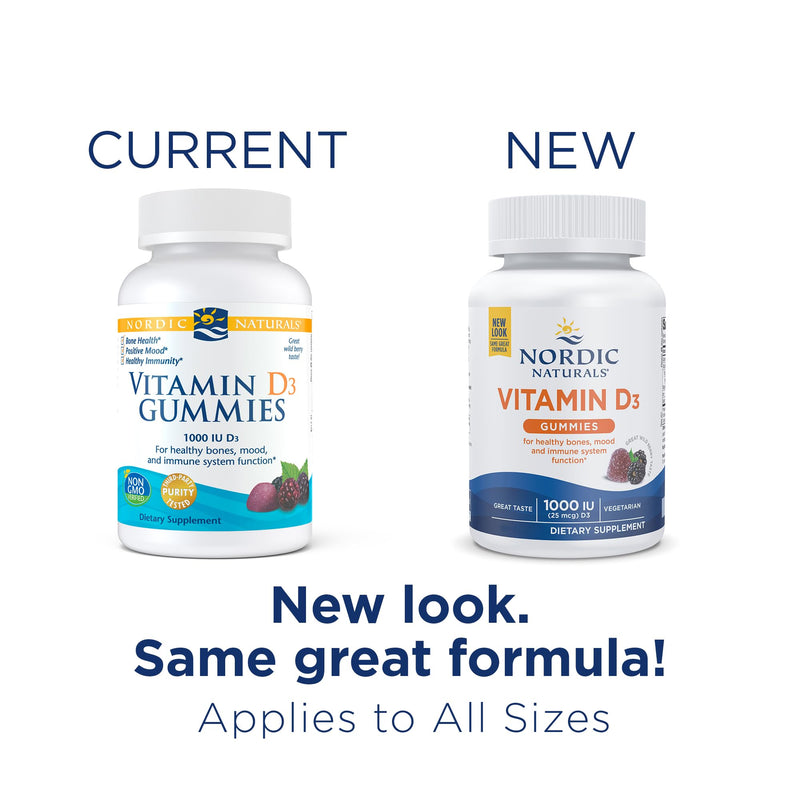 Nordic Naturals Vitamin D3 Gummies, Wild Berry - 120 Gummies - 1000 IU Vitamin D3 - Great Taste - Healthy Bones, Mood & Immune System Function - Non-GMO - 120 Servings 120 Count (Pack of 1) - BeesActive Australia