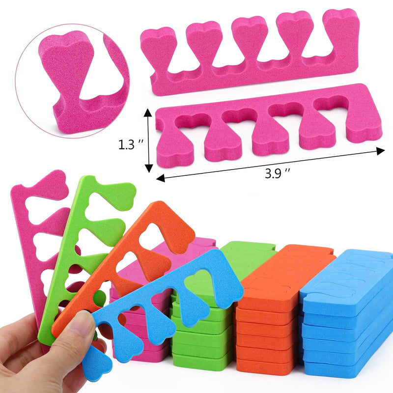 200pcs Sponge Toe Separators Pedicure Set for Nail Polish- Premium Nail Art Painting and Polishing Tool Kit, 4 Funy Color Multicolor