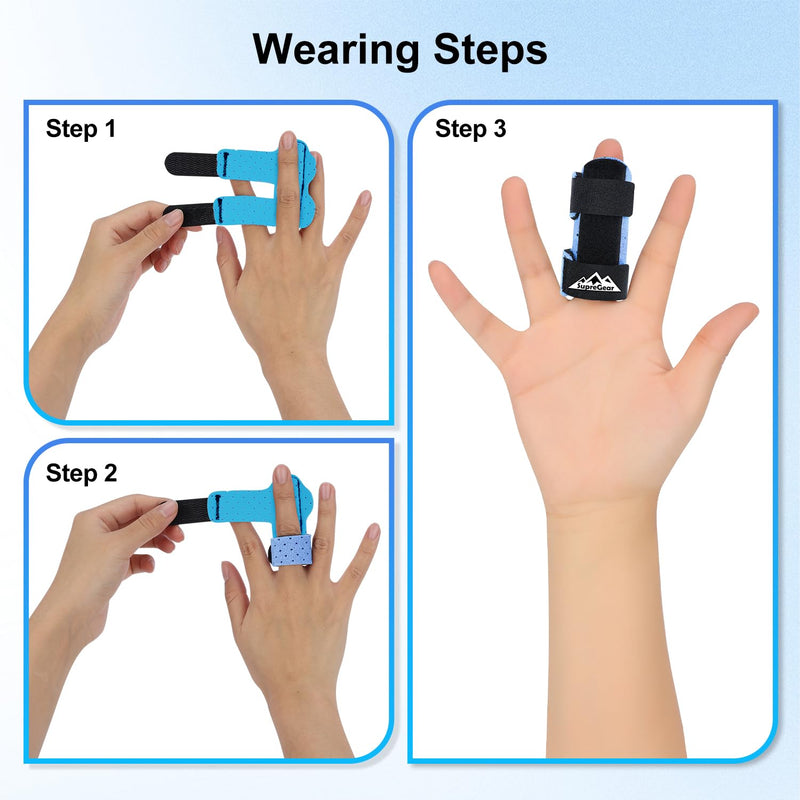 supregear Finger Splints, 2-Pack Universal Straightening Brace for Broken and Trigger Fingers, for Middle, Index, Ring, Pinky, Light Blue - BeesActive Australia