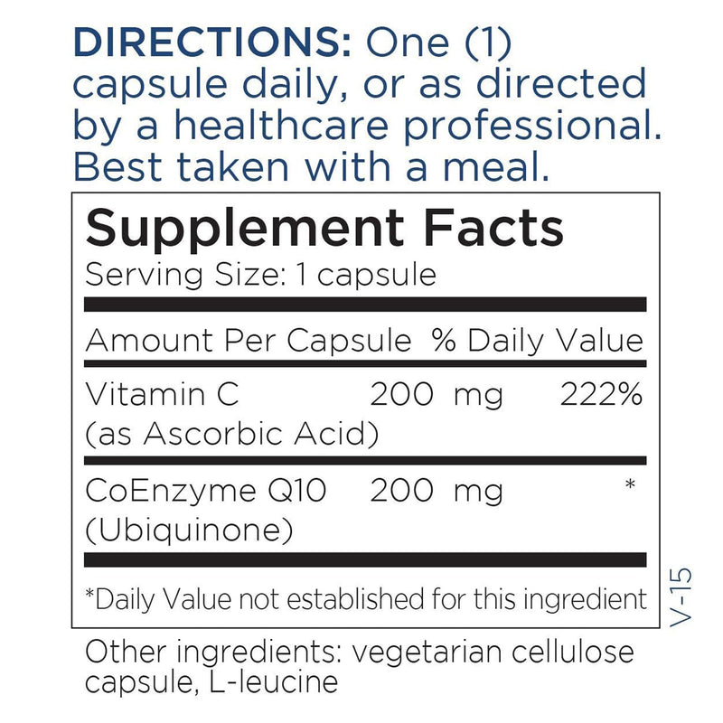 Metabolic Maintenance CoQ10 200 mg, 60 Vegetarian Capsules | Delivers 200 mg CoQ10 with Vitamin C for Cellular Energy Production, Antioxidant Activity and Heart Wellness