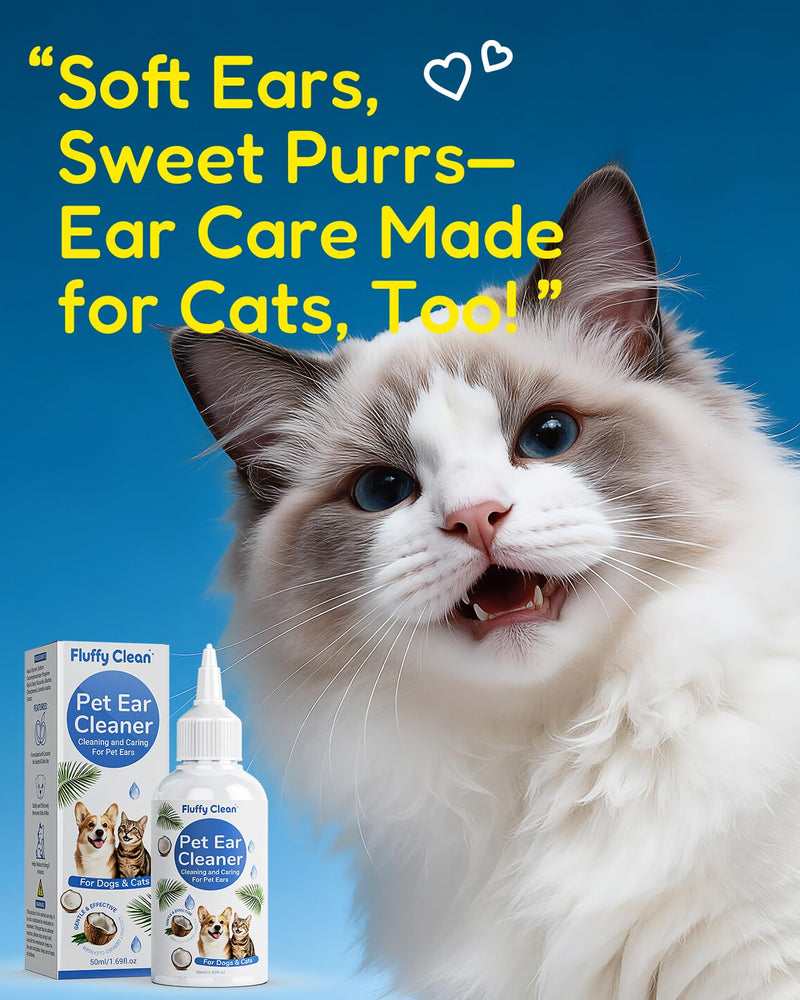 Ear Cleaner for Dogs & Cats - Gentle Non-Irritating Formula, Ear Cleaning & Care for All Ages, Removes Built-up Wax, Discharge, Dirt & Debris - 1.69oz Travel Size White & Blue-1.69 OZ 1.69 Oz (Travel Size)