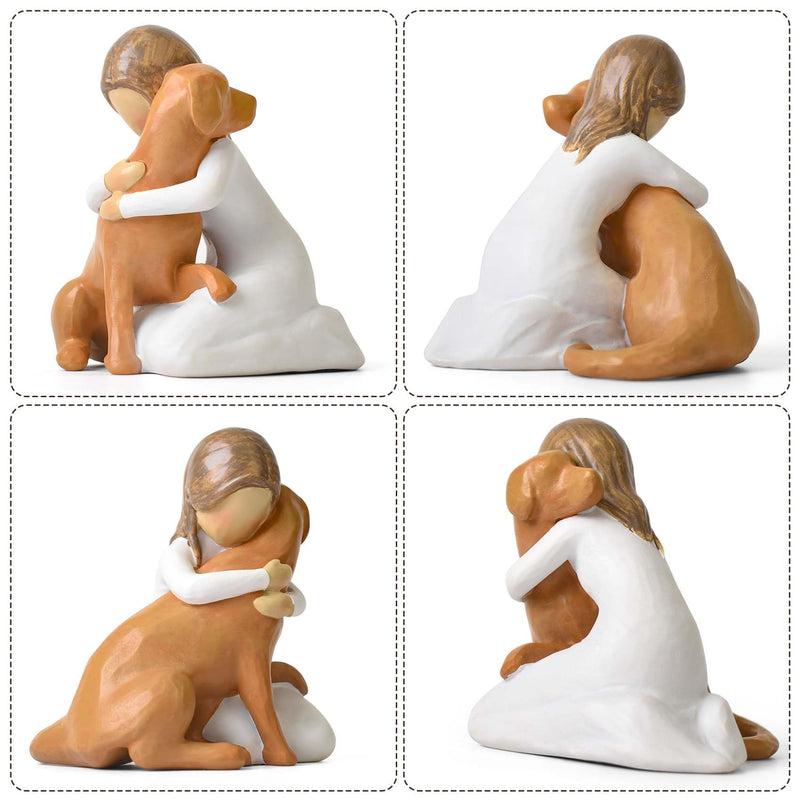 Lnrkai Angel Dog Figures Dog Gifts for Dog Lovers Resin Happy Friendship Memorial Gifts for Loss of Dog Kneeling Mourning Gift - BeesActive Australia