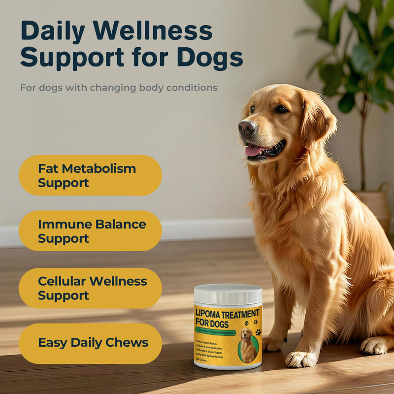 Lipoma Treatment for Dogs, L-Carnitine & Mushroom Soft Chews for Lumps and Bumps, Supports Fat Metabolism, Immune & Cellular Wellness, Omega-3 & CoQ10 Dog Supplement