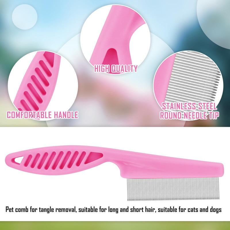Flea comb for cats and dogs, dog comb, lice comb, nit comb, flea comb for dogs, pet comb, stainless steel lice comb, tear stain remover comb, flea comb for removing fleas (pink 4-piece set) - BeesActive Australia