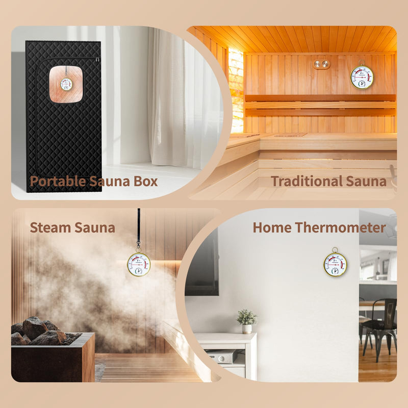 Sauna Thermometer Fahrenheit and Hygrometer, Upgraded Lanyard-Mounted for Portable Steam Sauna Box, Ideal for Infrared/Indoor/Home Use, Essential Accessory and Gift for Enthusiasts Black - BeesActive Australia