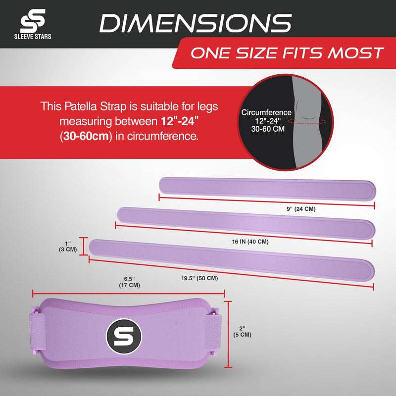 Sleeve Stars Swedish Brand Patellar Tendon Support Strap for Women & Men Effective Osgood Schlatter Knee Brace Youth & Kids Knee Brace with 3 Adjustable Length fits 12"-24" (Pair/Light Purple/Adult) Adults Light Purple 2 - BeesActive Australia