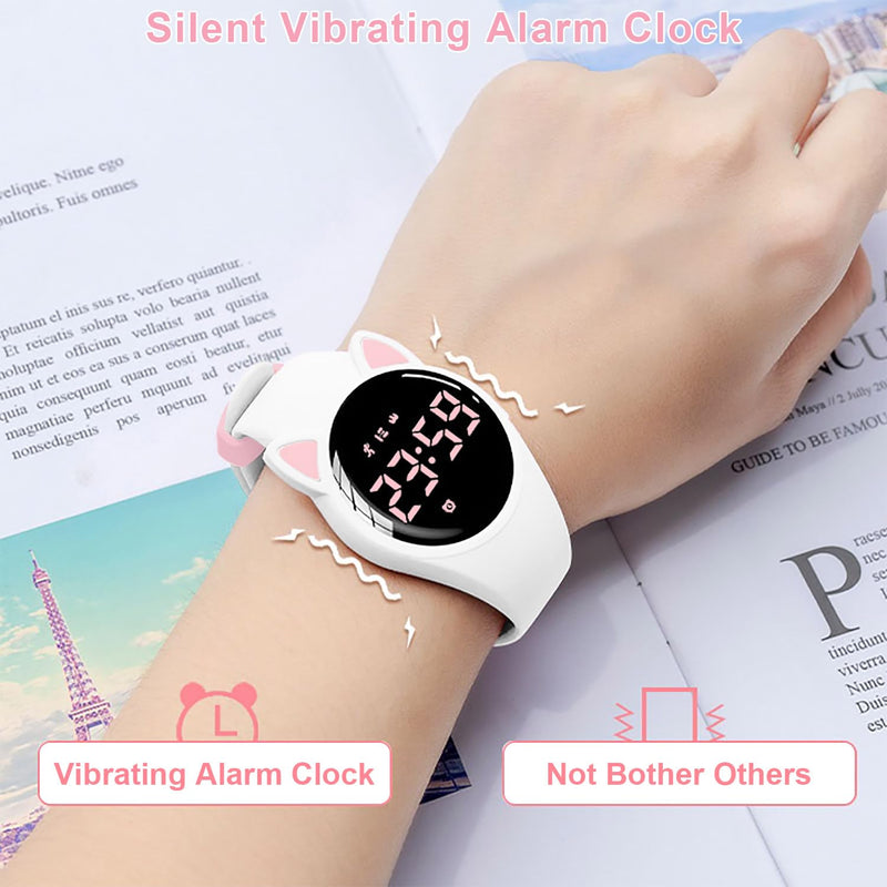 Fitness Tracker Pedometer Watch, No App No Phone Required, USB Charge 1 Hour for 20 Days Use, IP68 Waterproof Digital Watch with Alarm Clock Timer Distance Step Tracker for Kid Teen Boys Girls White+Pink - BeesActive Australia