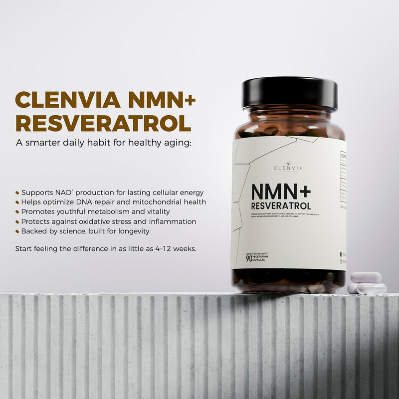 Premium NMN Supplement with Resveratrol – High Potency NAD+ Support Formula – >99.7% Purity – Third-Party Tested – Made in USA – 500mg Nicotinamide + 100mg Resveratrol – 90 Capsules