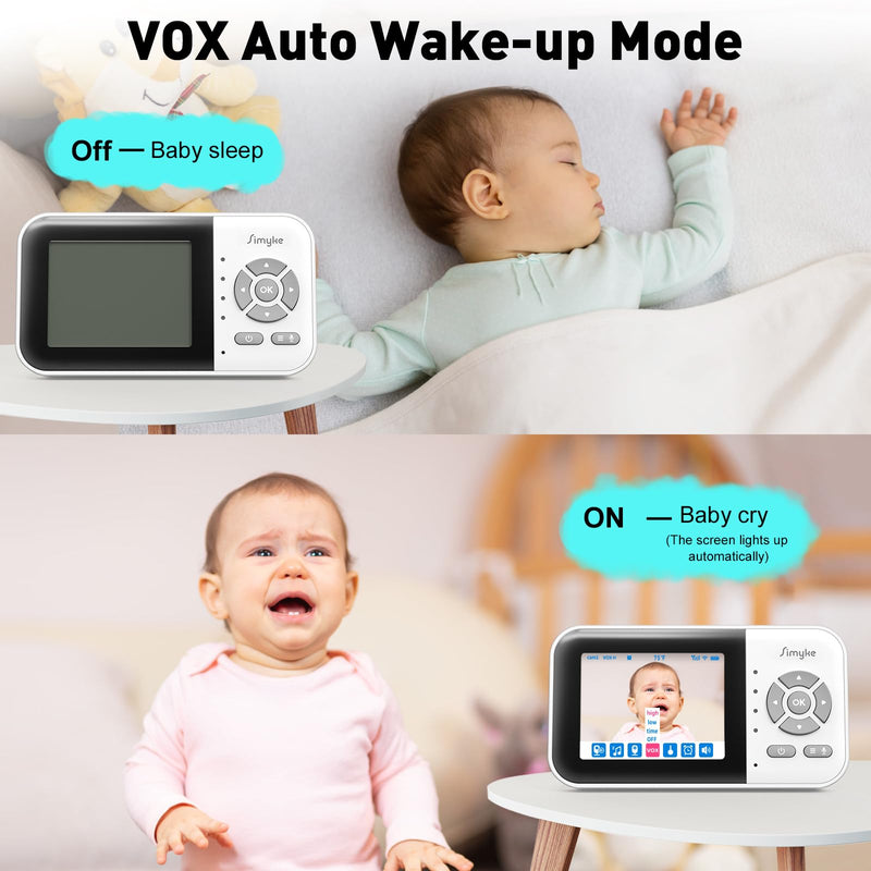 Upgrade Video Baby Monitor with 2 Cameras and Audio 2.8" Screen, Night Vision, APP, 2 Way Talk, 1200ft Long Range, Feeding Clock, Temperature Detection, Portable Wireless Baby Cam Home Use - BeesActive Australia