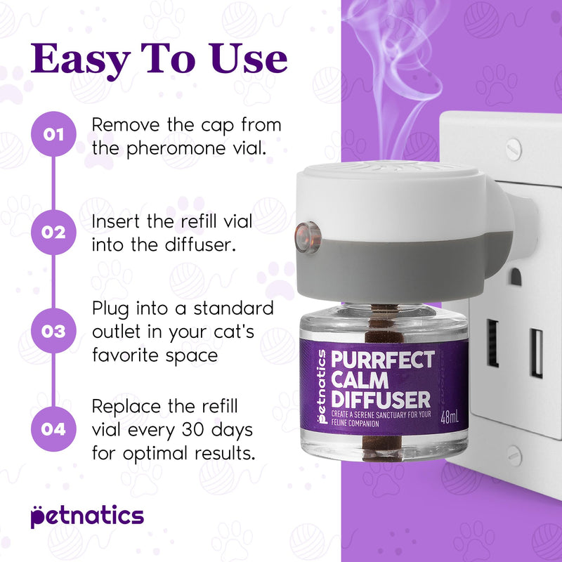 Purrfect Cat Calming Diffuser | Stress Relief for Pets | Multi Cat Calming Pheromone Diffuser | Soothing Pheromone Technology | Long-Lasting Effect for up to 30 Days