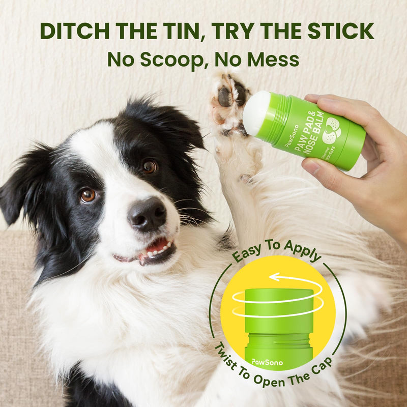 PawSono Lick-Safe Dog Paw & Nose Balm with Coconut Oil | All-Natural Moisturizer & Soother for Dry, Cracked Pads & Snout | Heat & Cold Pavement Protection Wax | Horse Hoof, Joint Care (2.6 oz) 2.6 oz