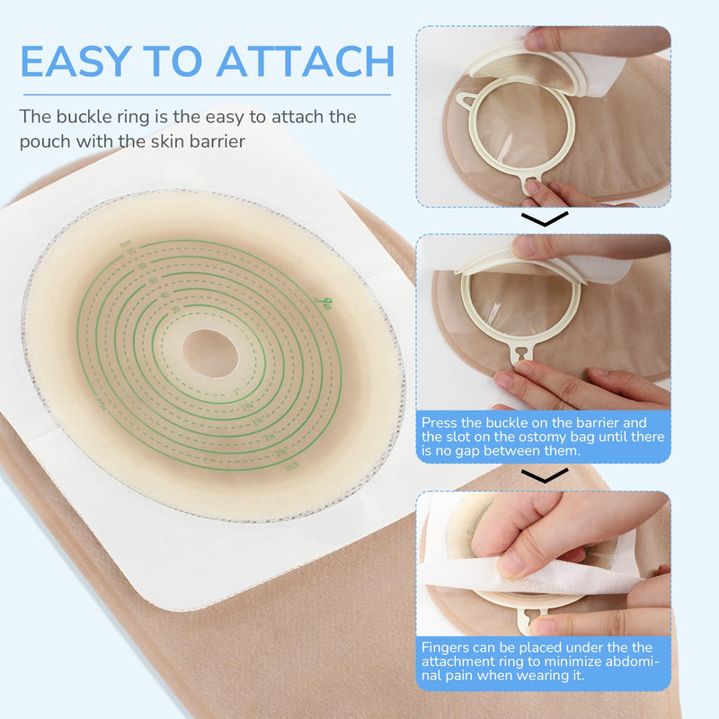 22pcs Ostomy Supplies Colostomy Bags, 2-Piece Colostomy Bags, Two-Piece Drainable Pouches with Closure for Ileostomy Stoma Care, Cut-to-Fit, 70mm Max (16 x Ostomy Bags+ 6 x Skin BarrierÔºâ 16+6pcs Two Piece Closure