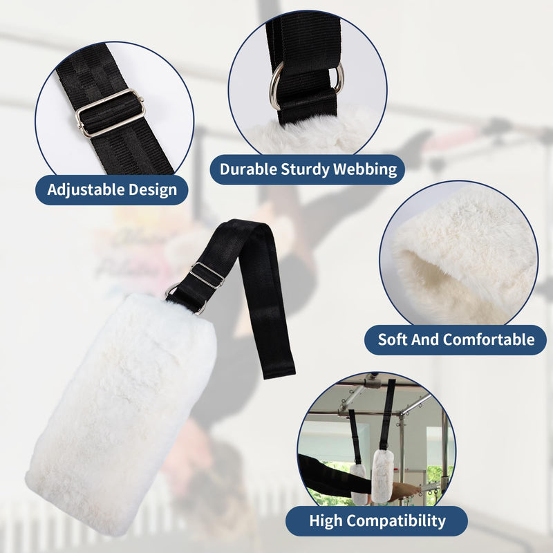 2Pcs Pilates Straps for Reformer,Pilates Reformer Accessories,Adjustable Pilates Fuzzies Straps Plush Cuffs for Pilates Cadillac Reformer,Yoga Pilates Equipment for Home Gym Workou
