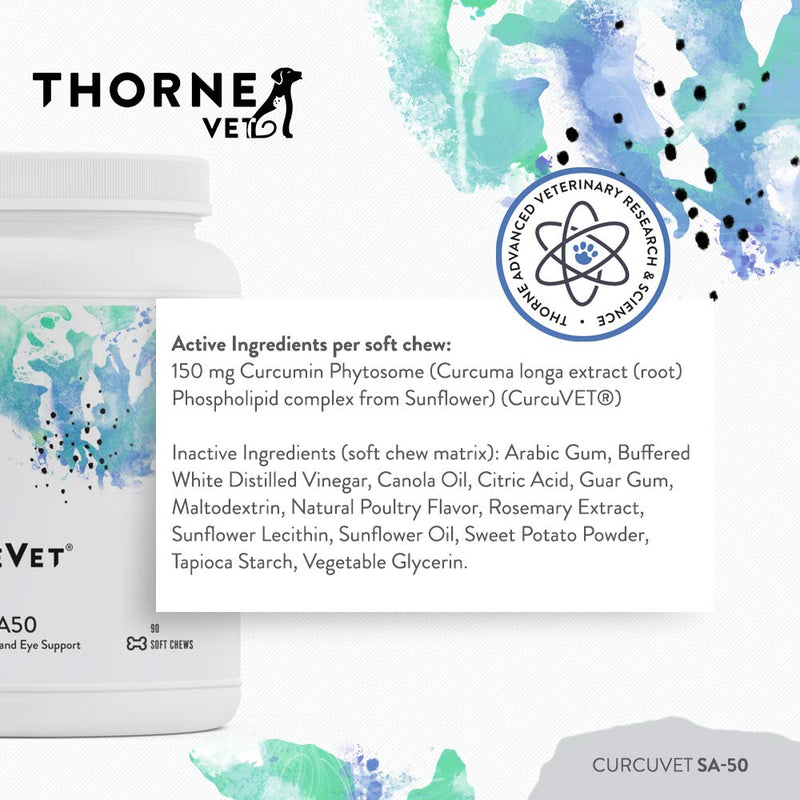 ThorneVet CurcuVET-SA50 – Joint, Muscle, Liver & GI Support for Small Dogs & Cats, 90 Soft Chews - PawsPlanet Australia