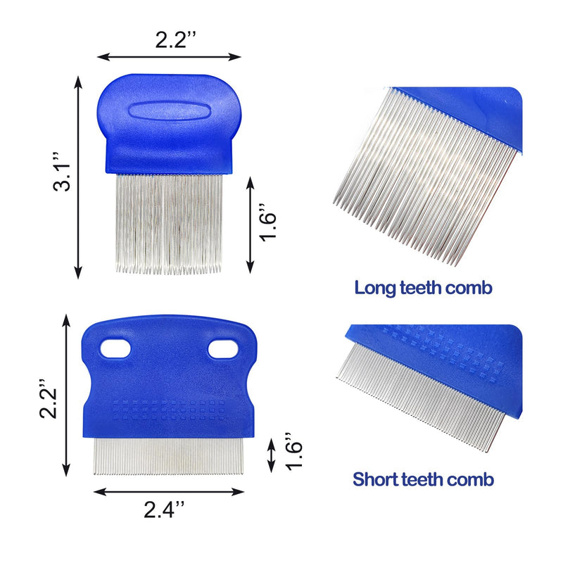 4 Different Kinds of Flea Combs, Stainless Steel Round Teeth Dog Cat Lice Combs, Durable Fine Tooth Pet Tear Stain Remover Tool (Blue) - BeesActive Australia