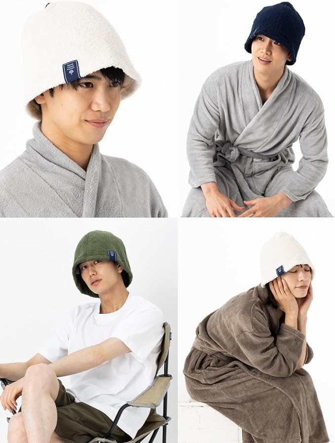 Duerfusa Sauna Hat, Large, Terry Cloth, 100% Cotton, Unisex, Thick, 3D Sewing, Large Size, Deep, Sauna Goods, Cotton, Washable, Pouch Included, One Size Fits Most, Ivory -  Australia