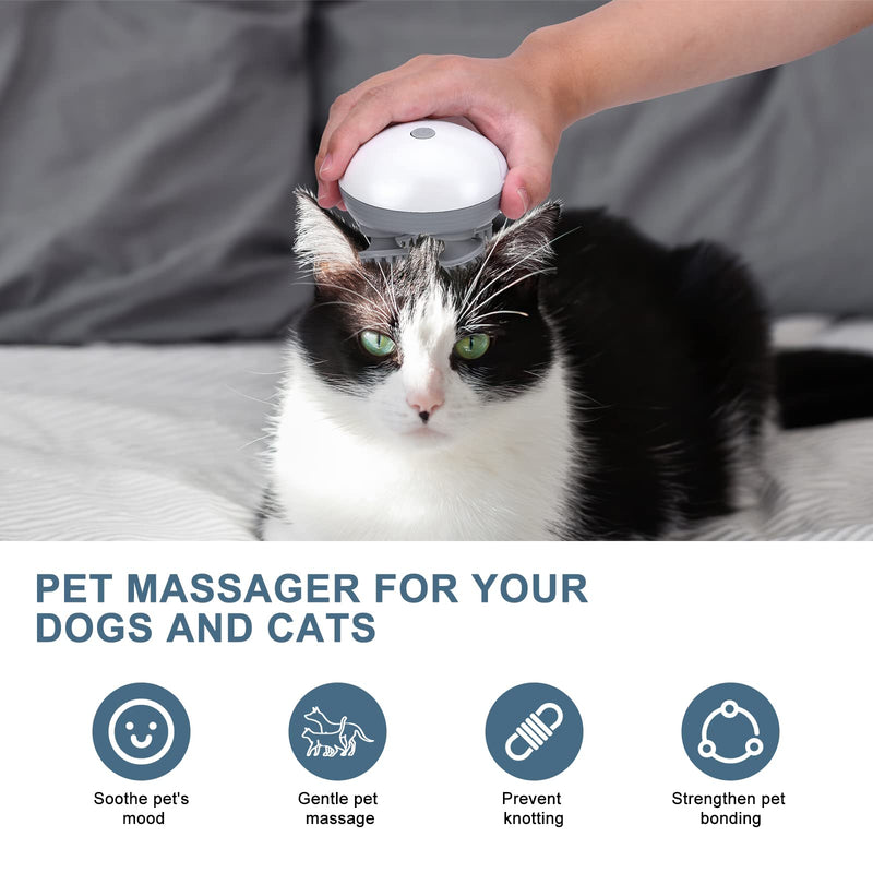 Upgraded Handheld Pet Massager for Dogs and Cats, Electric Cat Massager Dog Massager, with 4 Rotatable Massage Heads, Three Modes, for Relieving Tight Stiffness Muscles, Promote Bonding White - BeesActive Australia