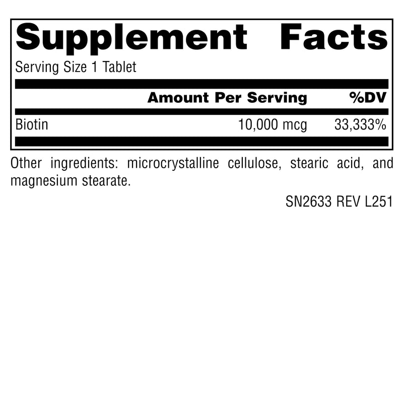 Source Naturals, Biotin - 10,000 mcg - 120 Tablets | NON-GMO | Sipports Hair, Skin, and Nails 120 Count (Pack of 1)