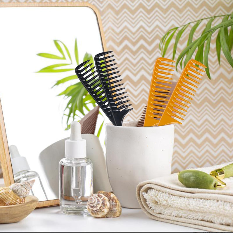 4 PCS Wide Tooth Rat Tail Comb - Detangling Parting Hair Brush Comb for Wet Curly Hair,Styling Hair Comb for Women Men,Anti Static Heat Resistant Teasing Combs for all Kinds of Hair - BeesActive Australia