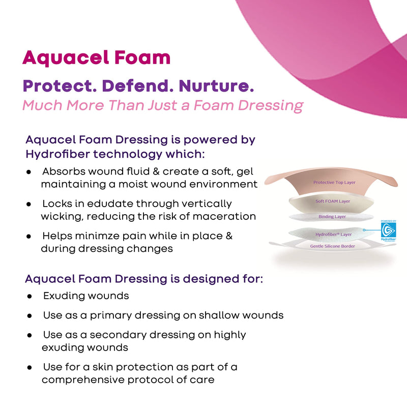AQUACEL Foam 8"x7" Sacral Wound Dressing, Adhesive, 5 Ct 8" x 7" (5 Count)