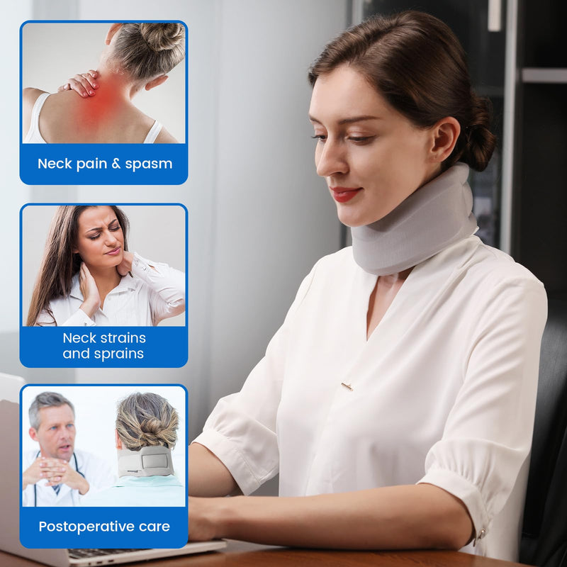 Velpeau Neck Brace for Neck Pain and Strong Support, Soft Cervical Collar for Sleeping Upright, Snoozing - Stabilizes & Relieves Pressure in Spine for Women & Men (Grey, M: 13.5-16.5" / 3" Depth) 3 Inch (Pack of 1) - BeesActive Australia