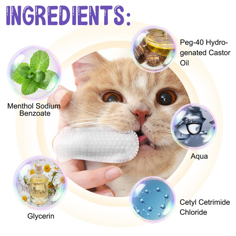 Dental Care Finger Wipes | Reduces Plaque & Freshens Breath | Teeth Cleaning Finger Wipes for Dogs & Cats | 60 Disposable Wipes, Dog Teeth Cleaning Products
