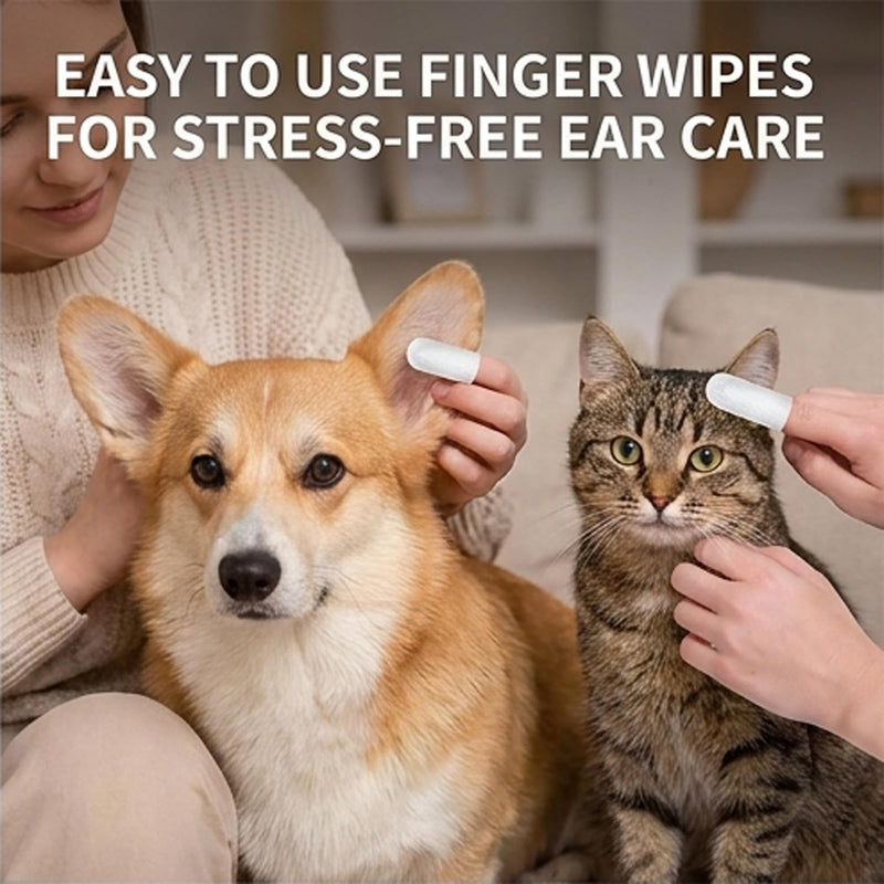 20 Pcs Pet Ear Cleaning Wipes for Dogs and Cats - Disposable Finger Sleeves, Gentle Ear Wax & Dirt Remover, Odor & Itch Relief, Non-Irritating Ear Care (20PCS) 20PCS