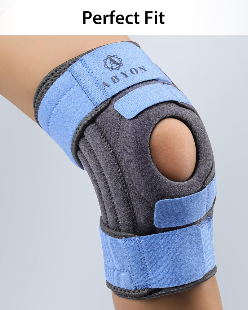 ABYON Knee Brace for Women & Men Meniscus Tear, ACL, Arthritis, Knee Support with Triple Side Stabilizers and Adjustable 360° Wraparound Strap for Maximum Knee Pain Support and Fast Recovery X-Large SteelBlue