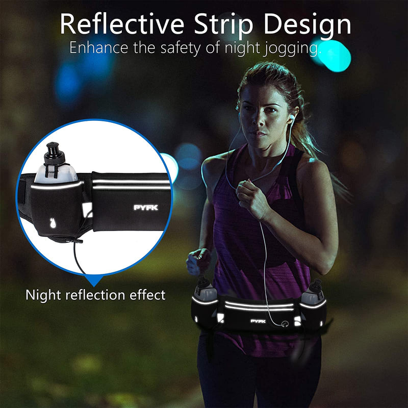 PYFK Running Belt with Water Bottles, Hydration Belt for Men and Women, Water Bottle Holder Running Pouch Water Belt, Fanny Pack Fits 7 inches Phones, Waist pack for Runner Jogging black(black) - BeesActive Australia