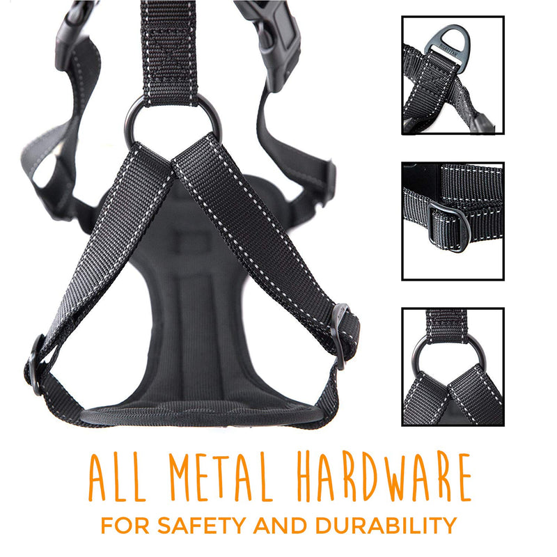 Mighty Paw Mighty Dog Car Harness - Dog Safety Harness for Car - Vehicle Safety with Adjustable Straps - Soft Padding - No Pull Front Leash Attachment - Padded Reflective Dog Harness - (Large) Large Black - BeesActive Australia