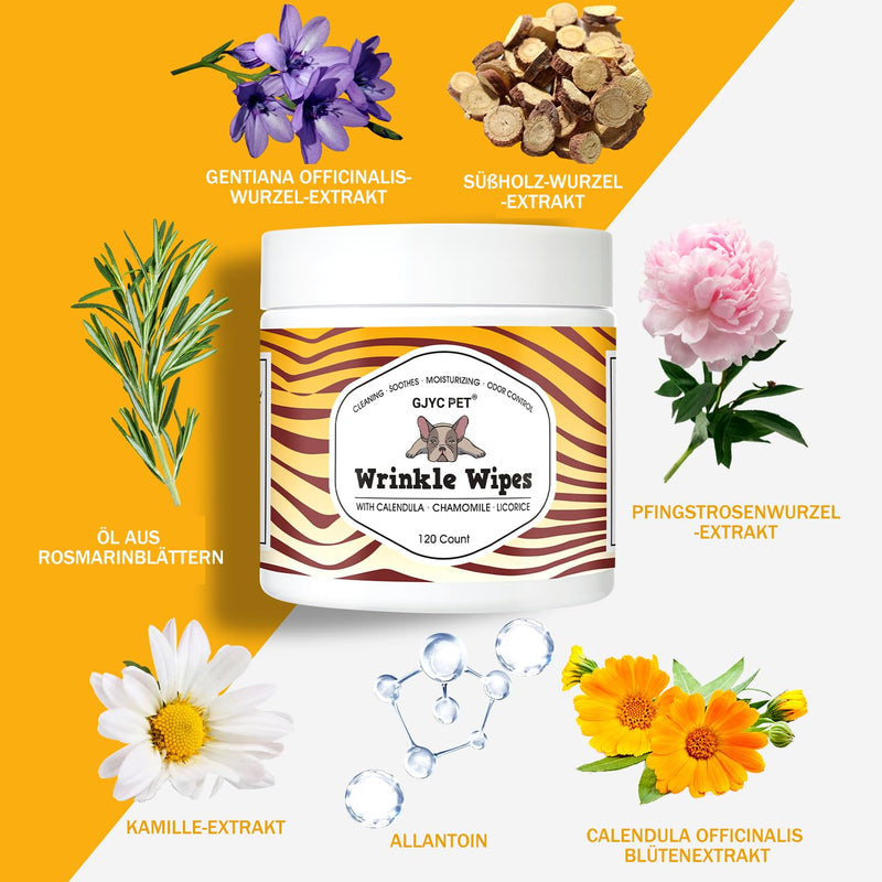 Skin Wrinkle Cleaning Wipes for Bulldogs and Pugs, Wrinkle Care for Dogs, Gentle and Soothing for Wrinkles, Skin Folds, Tear Stains, Tail Pockets and Paws A - BeesActive Australia