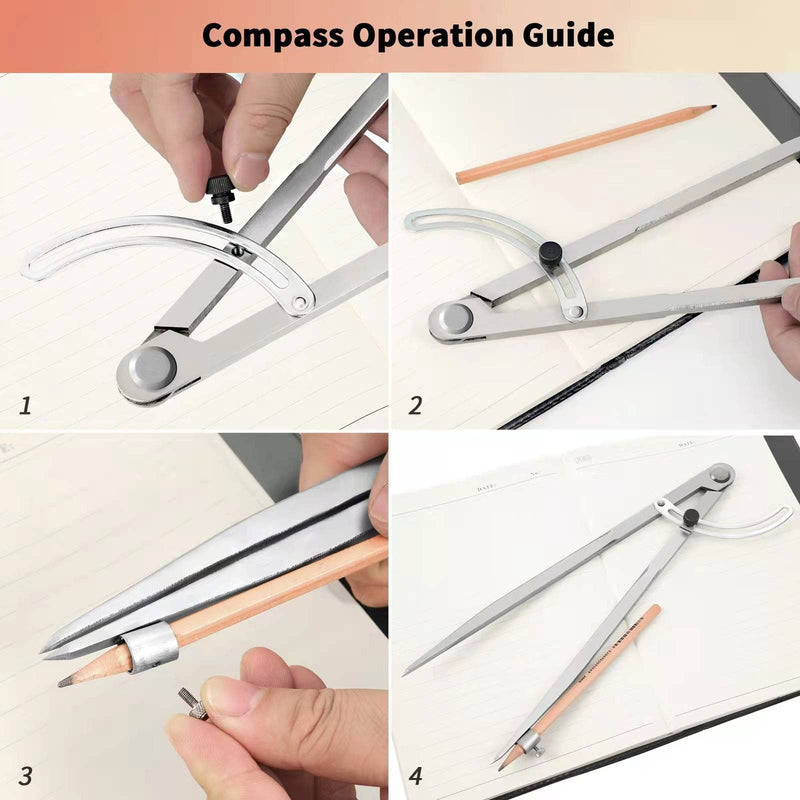 Compass for Geometry, 20 inch Compass for Woodworking, Precision Woodworking Compass with Wing Divider and Pencil Holder, Large Compass for Geometry, Drafting, Drawing Compass (20inch) 20inch