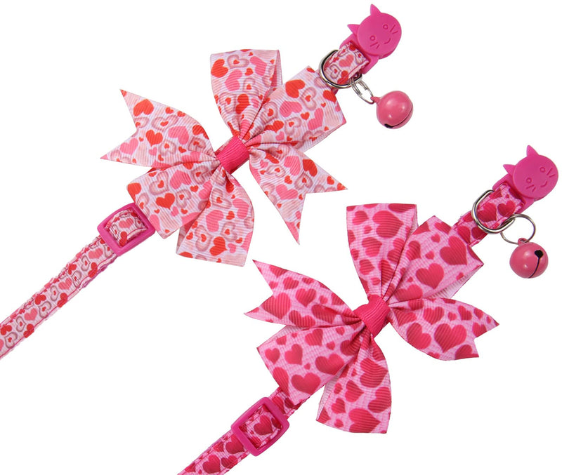 Valentines Day Cat Bow Tie Collar Adjustable Breakaway Collar with Bells, Heart Bowtie Kitten Collar - BeesActive Australia
