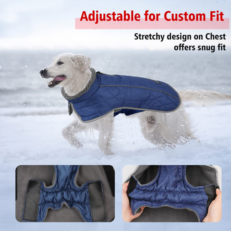 Fragralley Dog Winter Coat Jacket, Windproof Dog Coat, Adjustable Dog Jackets for Dogs, Waterproof Winter Dog, Turtleneck Clothes Doggie Cold Weather Vest Fleece Dog Jacket(Blue,M) Medium Blue - BeesActive Australia