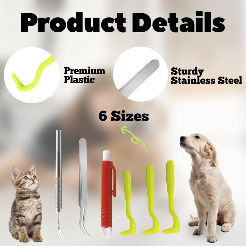 6 pieces chemical-free tick remover set, painless tick hook, tool for removing ticks, safe multifunctional tick tweezers, tick tweezers with storage case for cats and dogs - BeesActive Australia