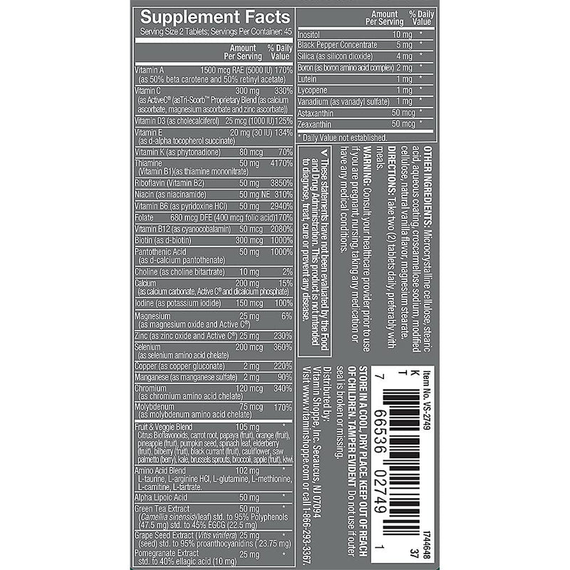 The Vitamin Shoppe Ultimate Man Multivitamin - High Potency Daily Multi with Energy Blend, Complete Nutrition for Men (90 Tablets) 90 Count (Pack of 1)
