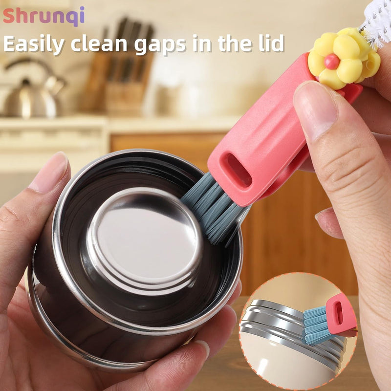 3 in 1 Cup Lid Cleaning Brush, 3 in 1 Multifunctional Cleaning Brush Portable Cup Lid Cleaner for Bottle Gap Tight Spaces Cup, Portable Cup Lid Cleaner with Brush, 3 Pcs 3pcs Multicolor - BeesActive Australia