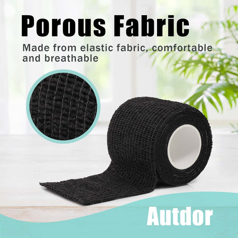 Tattoo Grip Cover Wrap - 24Pcs 2" x 5 Yards Disposable Cohesive Tattoo Grip Tape Wrap Black Elastic Bandage Rolls Self-Adherent Tape for Tattoo Machine Grip Tube, Sports Tape