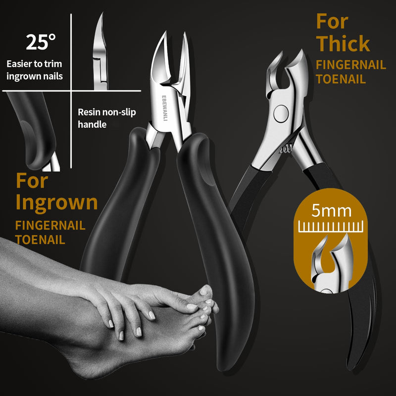 EBEWANLI Podiatrist Toenail Clippers for Seniors Thick Toenails, Toe Nail Clippers for Thick Nails for Seniors, Straight Toe Nail Clippers for Men, Ingrown Toenail Clippers and Angled Nail Clipper Set 6PCS-A - BeesActive Australia