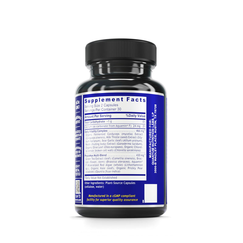 Quantum Nutrition Labs Daily Multivitamin - Multivitamin for Men and Women, Daily Nutrition Supplements with Calcium for Adults, Made with Cordyceps and Green Tea - 60 Vegetarian Capsules 60 Count (Pack of 1)