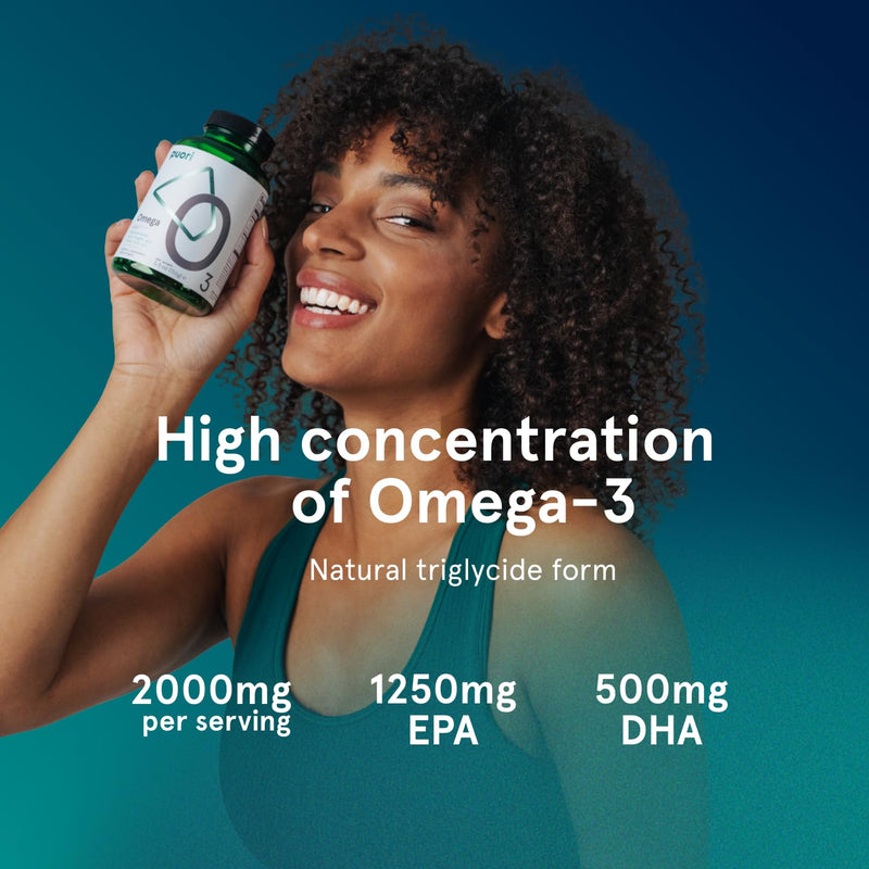 Puori O3, Omega 3 Fish Oil Supplement, IFOS Certified - 120 Softgels | Ultra Pure, Burpless Wild Caught Fish Oil with 2000mg Omega 3 Fatty Acids,1250mg EPA & 500mg DHA - Heart, Brain & Vision
