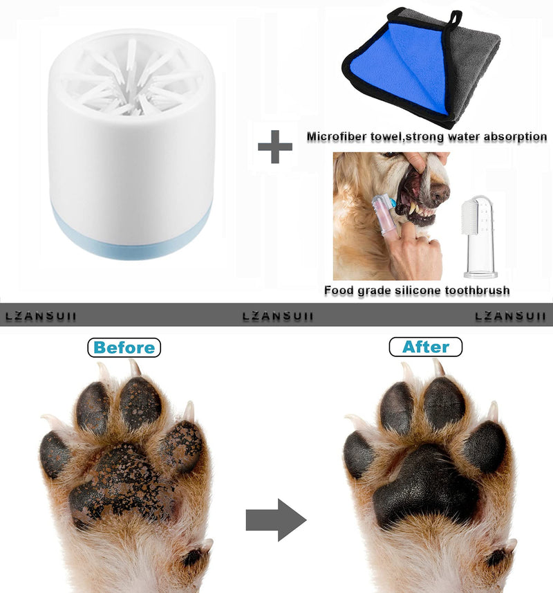 Lzansuii Dog Paw Cleaner, Removable Soft Silicone Bristles Brush Paw Cleaner Cup Fit (With 1 Towel, 1 Toothbrush) for Pet Massage Care Dirty Claws (Small/Small) S (Pack of 1) - BeesActive Australia