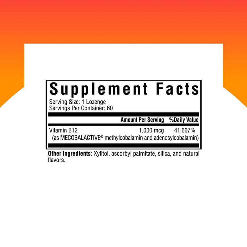 Seeking Health Methyl B12 1000, 1000 mcg B12 as Adenosylcobalamin and Methylcobalamin, Supports Homocysteine Levels and Methylation, MTHFR Support, Vegan and Vegetarian (60 lozenges)*