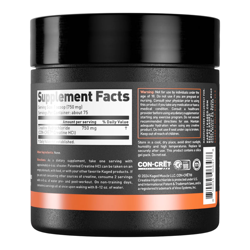 Kaged Creatine HCl Powder, Unflavored, Muscle Building and Recovery Supplement, Patented Formula, Highly Soluble Powder, 75 Servings (HCl) Unflavored Powder - BeesActive Australia