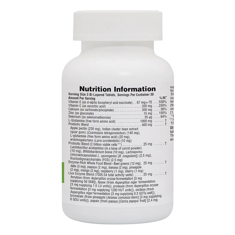 NaturesPlus GI Natural Total Digestive Wellness - 90 Bi-Layered Tablets - with L-Glutamine, Probiotics, Prebiotics & Enzymes - Gluten Free - 30 Servings 90 Count (Pack of 1)
