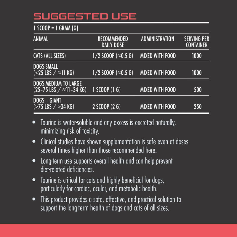 AstroPet - PULSAR - Taurine Supplement - For Dogs & Cats - Supports Heart Health - 100% Pure Human-Grade Taurine - Vision, Digestion, Immune & Overall Health Support - Made in USA - Powder - 500 Grams