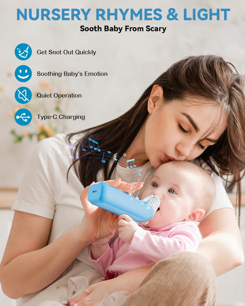 Nasal Aspirator for Baby, Electric Baby Nose Suction with 5 Adjustable Levels Suction, USB-C Rechargeable Mucus Cleaner with Lights and Music, Baby Nasal Aspirator for Toddler with 3 Silicone Tip - BeesActive Australia