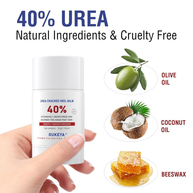 OUKEYA Urea Cream Stick 40% – for Dry, Cracked Heels & Rough Skin on Feet and Hands, 40 Percent Urea Lotion for Feet Maximum Strength,1.06 oz (2 Pack) 1.06 Ounce (Pack of 2)